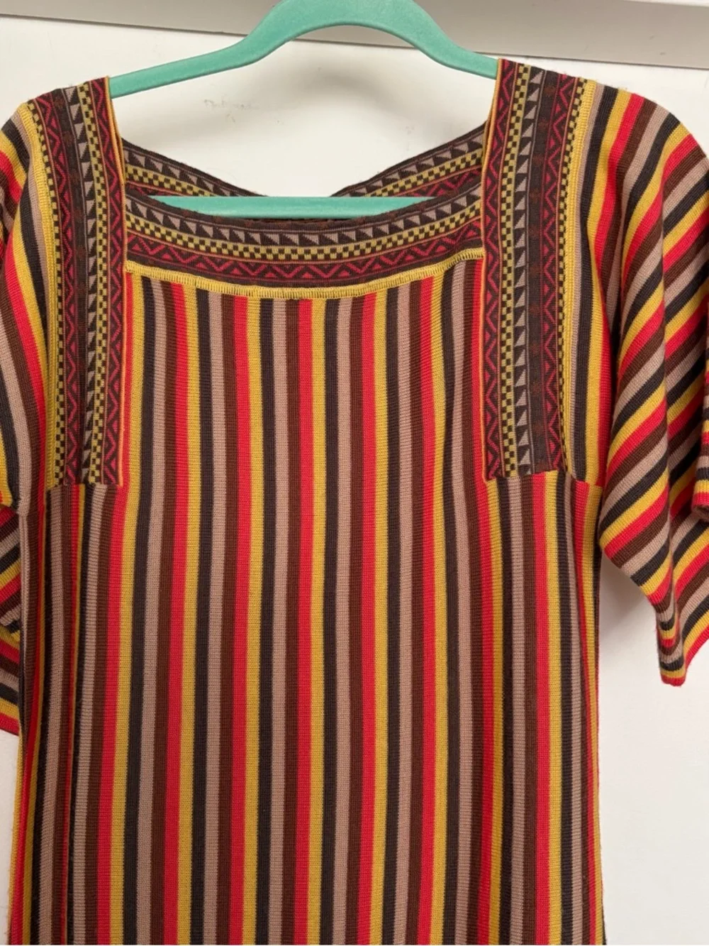 Paul & Joe Striped Knit Undershirt in Red, Yellow, Brown & Cream